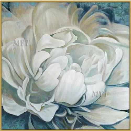 Nice Flower Painting Handpainted Wall Art Home Decor Picture A blooming White Flower Modern Oil Painting On Canvas Beautiful