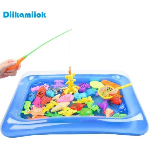 Hot 28 Pieces Magnetic Fishing Toys Pool Set Children Playing Water Game Baby Boy Colorful Fish Toy for Girls Play Outdoor Games