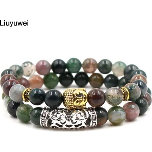 Liuyuwei 2Pcs/Set Natural Stone Buddha Bracelets For Women Men Jewelry Friendship Bracelets & Bangles Yoga Jewelry Pulseras