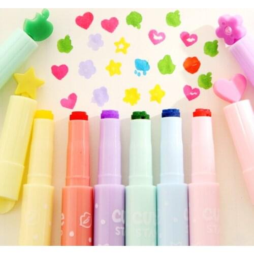 Cute Candy Color Marker Pen, Creative Multifunction Highlighter Stamp Pen Lovely DIY Scrapbooking Paint Pen