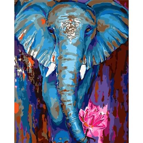 DIY Painting By Numbers Animal Elephant Kit Coloring By Numbers 40x50cm Wall Art Picture Acrylic Canvas Paintings Home Decor