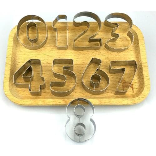 9Pcs 3D Creative Number Shaped Cookie Cutters Set Premium Stainless Steel Biscuit Mold Fondant Cutter Kitchen Baking Tool