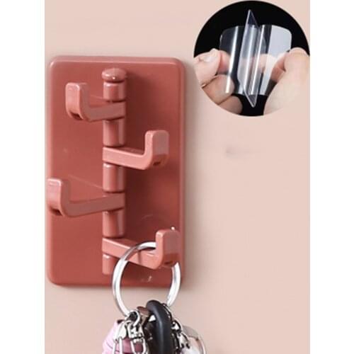 1Pc 4-Hook kitchen Bathroom Wall Rack Towel Rack Without Screw And Trackless Sticking Hook For Kitchen Bathroom