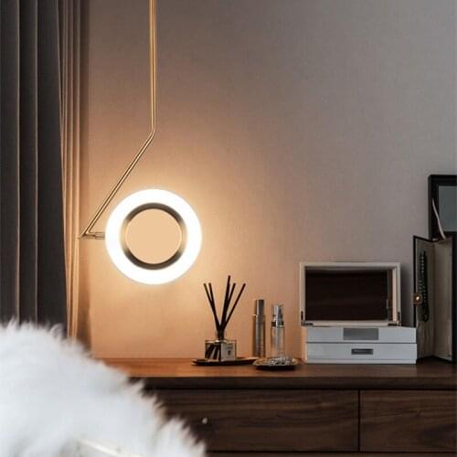 Nordic Postmodern Gold Led Pendant Lamp Creative Ring Restaurant Cafe Living Room Kitchen Luminaria Indoor Lamp Free Shipping