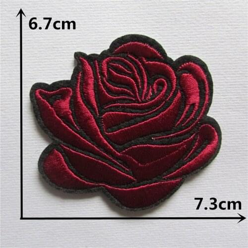 New arrive rose red rose hot melt adhesive applique embroidery patches DIY clothing accessory 1pcs sell free shipping