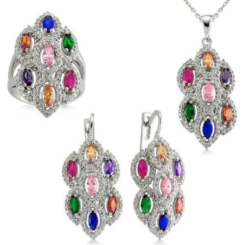 Original silver , Colored flower Set of Meadow, Most Special Jewelry Sets Suitable and Quality Products Types