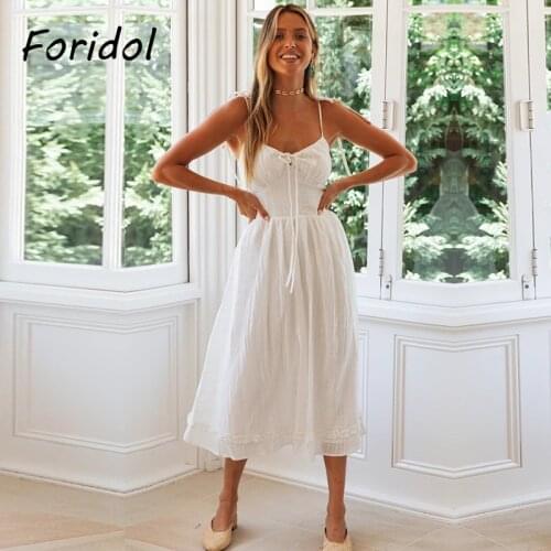 Foridol Solid White Summer Dress Boho Beach Women Clothing Casual Maxi Long Sundress for Women Spring Korean Harajuku Dress