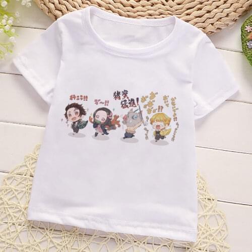 From 24M To 9 Years Old Boys Girls Casual Tops Demon Slayer Kimetsu No Yaiba Girls Teen Kids Cartoon Blade Top Clothing
