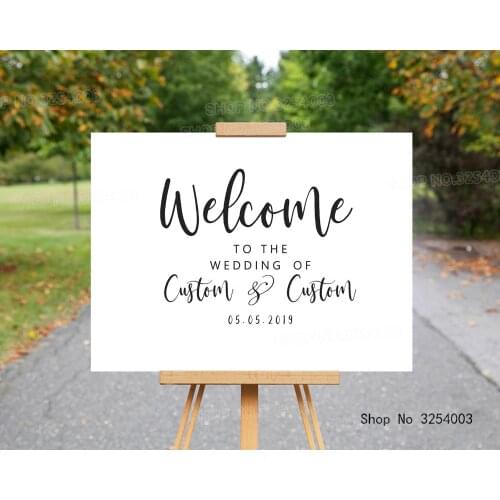 Simple Vinyl Wall Decal Stickers For Wedding Personalized Wedding Welcome Sign Names Date Diy Wedding Decor Removable Mural S409