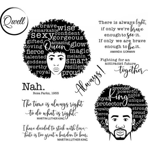 QWELL 6*6 inch Clear Transparent Stamps Always Encouragement Sayings Words Head for DIY Scrapbooking Craft Paper Cards 2021 New