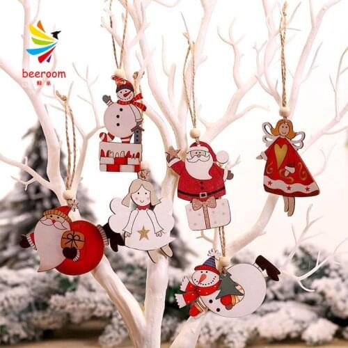 Christmas DIY Christmas wooden pendant crafts ornament Milu elderly snowman colored wooden doll window decoration pendant