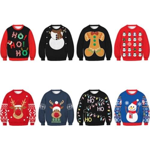 Christmas alphabet digital print for boys and girls spring and Autumn wear round neck hoodie with long sleeves