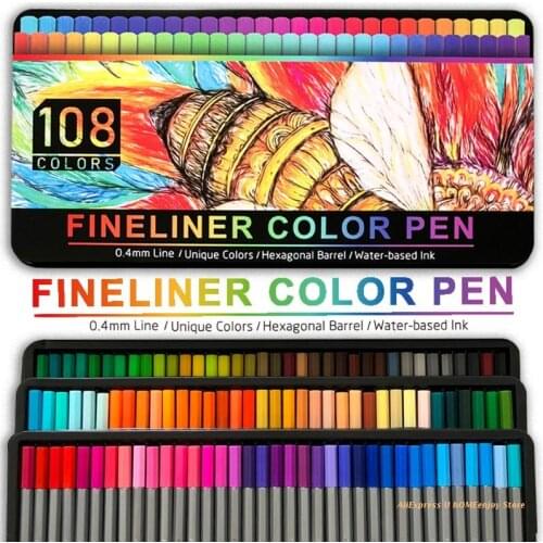 108 Fineliner Pens Colored Fine Tip Markers 0.4 mm Fine Point Pens Felt Tip Pens Dropship