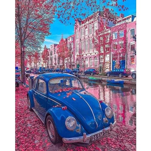 Diy diamond embroidery "car on street" full square&round drill diamond painting Cross Stitch Rhinestone mosaic home decoration