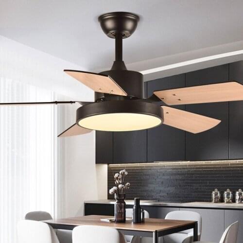 Ceiling Fan Lamp 46" for Low Floor Storey Remote Control Included Plywood Blade 64W LED 3 Speeds Timing Function