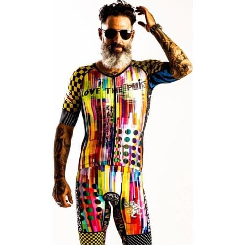 Triathlon mens professional team suit mountain bike cross-country riding short-sleeved tight-fitting one-piece racing suit suit