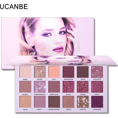 UCANBE 18 Colors Nude Glitter Shimmer Matte Eyeshadow Palette Pigmented Powder Smooth Makeup Kit Natural Eye Shadow Cosmetics