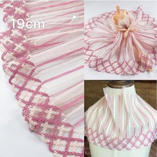 1Meter Popular One Size Lace Trims Costume Decorative Laces Fabric Applique Trimming 19cm Width for Sewing Accessories
