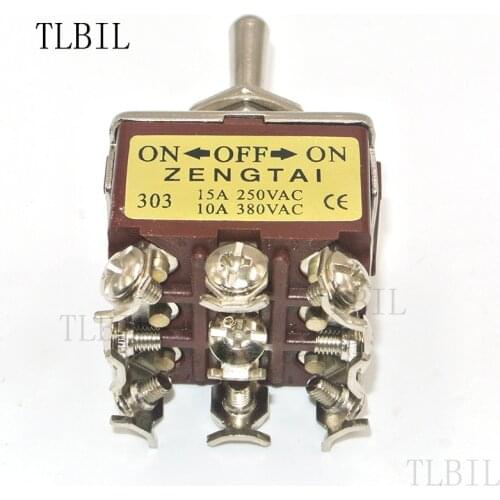 1Pc ON/OFF/ON 3 Positions 9 Screws Self-lock Toggle Switch 3PDT 15A 250V High Quality