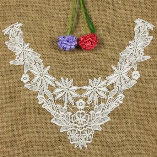 1 PC Embroidery Collar Lace Flowers Neckline Applique Trim, Collar Flower Fashion Hollow Decoration Clothing Acessories