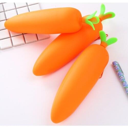 10PCS Creative Stationery Cute Carrot-shaped Pencil Case Student Supplies Large-capacity Study Pencil Case Back To School