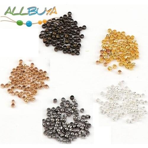 1000pcs/lot 2/2.5/3mm Copper Metal Ball Crimp End Beads Stopper Spacer Components Beads For DIY Jewelry Making Findings Supplies