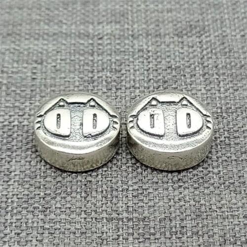 2 Pieces 925 Sterling Silver Cat and Fish Tire Beads for Bracelet Necklace