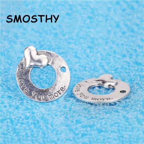 20pcs high alloy 30mm concentric circles I love you more charm DIY lovers jewelry handmaking accessory SMC384