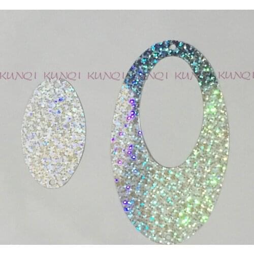 50pcs/100pcs 11*6cm Large Dual Oval Egg Shape Laser Silver Sequin Paillette Sewing,Wedding Craft,Kids DIY Garment Accessory