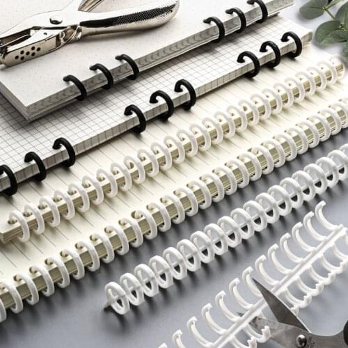 50Pcs/Lot 12/16mm 30 Hole Notebook Plastic Binding Spiral Strip DIY Planner Binder Hoops Key Rings Scrapbook School Office Sta