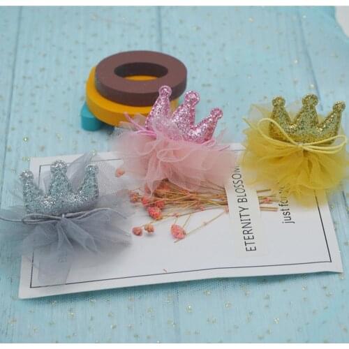 7*3.7cm 10pcs/lot shiny crown applique lace patches DIY Childrens hair clips and diy beautiful clothes and shoes