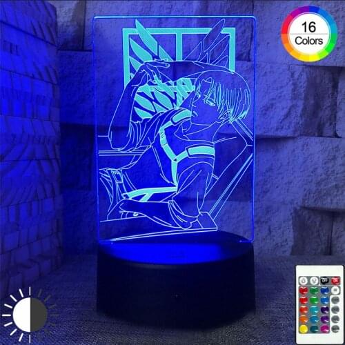 3D Anime Luminary Led Lamp Attack on Titan Night Light Remote Control Cool Boy Childrens Lights Holiday Gift Room Decoration