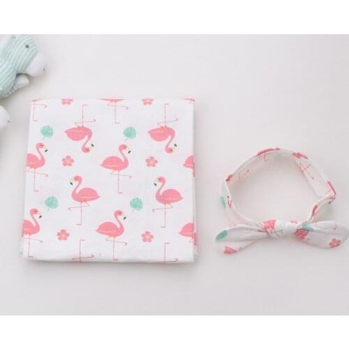 Baby Blanket Newborn Swaddle Single Cotton Cartoon Thin Bath Towel Bed Sheet Multi-purpose Four Seasons Cover Headband Set AC39