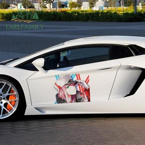 EARLFAMILY 43cm x 33.4cm For Zero Two Car Stickers Waterproof Fine Decal Windows Personality Creative Decals Decoration