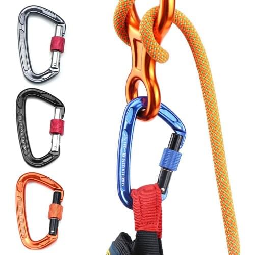 Carabiner with Screw Locking Gate 24KN Heavy Duty Carabiner Clips for Hammocks Camping Equipment Climbing Accessories