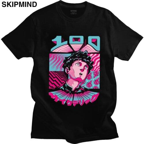 Classic Fashion Mob Psycho 100 T Shirt for Men Short Sleeves Streetwear Tee Anime Manga T-shirt O-neck 100% Cotton Tshirt Gift