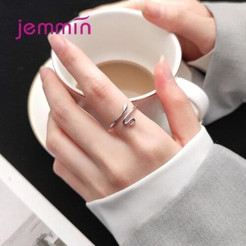 Trendy Engagement Snake Rings For Women Girls Party Adjustable Size 925 Sterling Silver Fashion Jewelry Wholesale