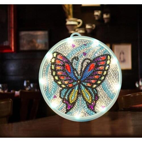 Round Circle DIY Diamond Painting Led Light Lamp Resin Diamond Shaped Drill Special Shaped Night Lamp Table Desk Decoration