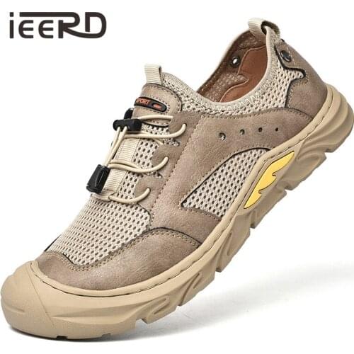 Summer Men Sneakers Breathable Leather Casual Shoes Men Comfortable Men Loafers Mesh Men Shoes Outdoor Walking Zapatos