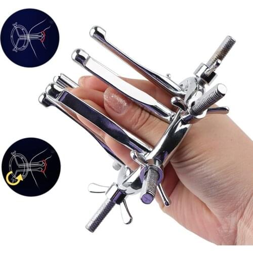 Metal Anal Expander Plug BDSM Bondage Adult Sex Games for Men Women Vaginal Speculum Anal Cleaner Enema Butt Plug