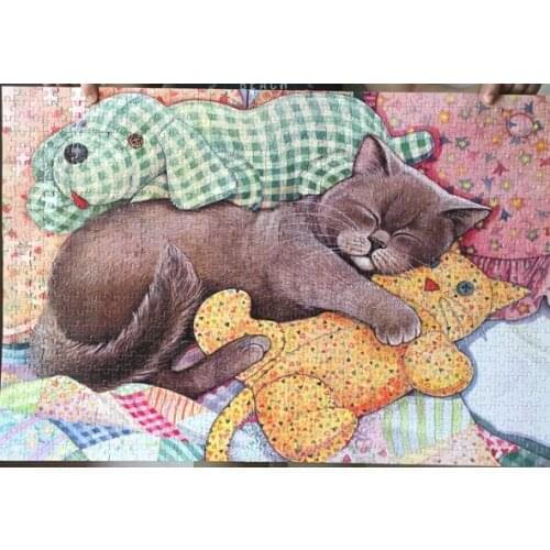 Cute puppy kitten love pet The wooden puzzle 1000 pieces ersion paper jigsaw puzzle white card adult childrens educational toys