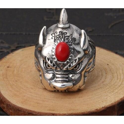 New fashion rings for men 925 sterling silver jewellery vintage animal silver ring chinese style man ring male jewelry hot sell
