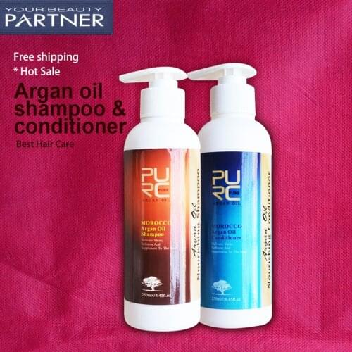 PURC Argan Oil Hair Shampoo 250ml And Hair Conditioner 250ml Set No Stimulation Deep Repair Damaged Hair Morocco Hair Care Set