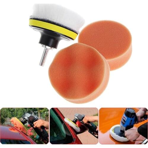 5Pcs 3 Inch 80mm M10 Sponge Waxing Buffing Polishing Pad Kit with Drill Adapter