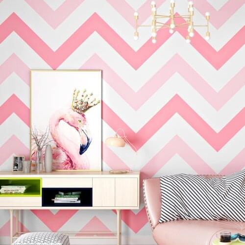 Nordic Style Wallpaper Ins TV Background Wall Pink Childrens Room Female Bedroom Living Room Modern Simple Wallpaper