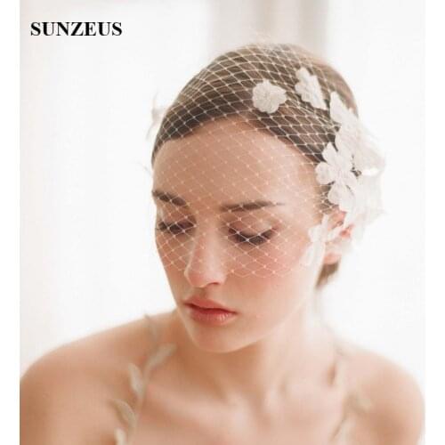 Charming Tulle Bride Hair Accessories Vintage Flowers Pearls Girls Hair Face Veil with Comb for Ladies Party Accessories S805