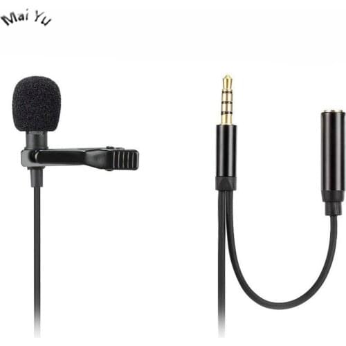 Professional Two Radio Mobile Phone Microphone Condenser with Earphone Jack Microfone with 1.5m Line for Most Phone Host 3.5mm Stereo Jack