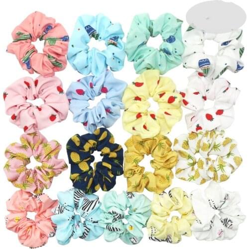 Ribbon Satin Hair Scrunchie Fruit Cactus Elastic Hair Bands Women Girls Headwear Ponytail Holder Hair Accessories RT001