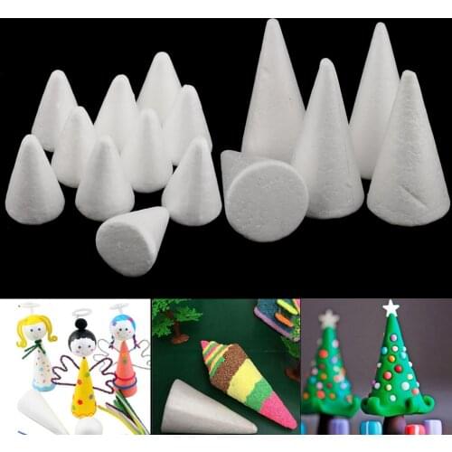 15x Styrofoam Foam Cone Solid Shape Christmas Decoraition DIY Creative Leisure 70 / 100mm