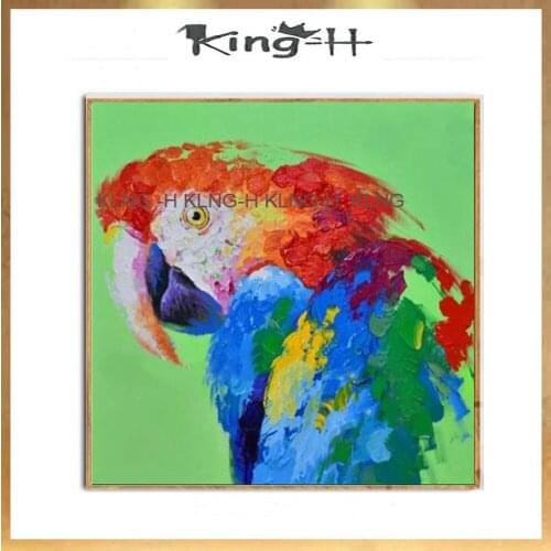 Animal hand-painted Pintura al óleo sobre lienzo de loro rojo bonito hecha a mano 100% sobre lienzo para regalo de niños